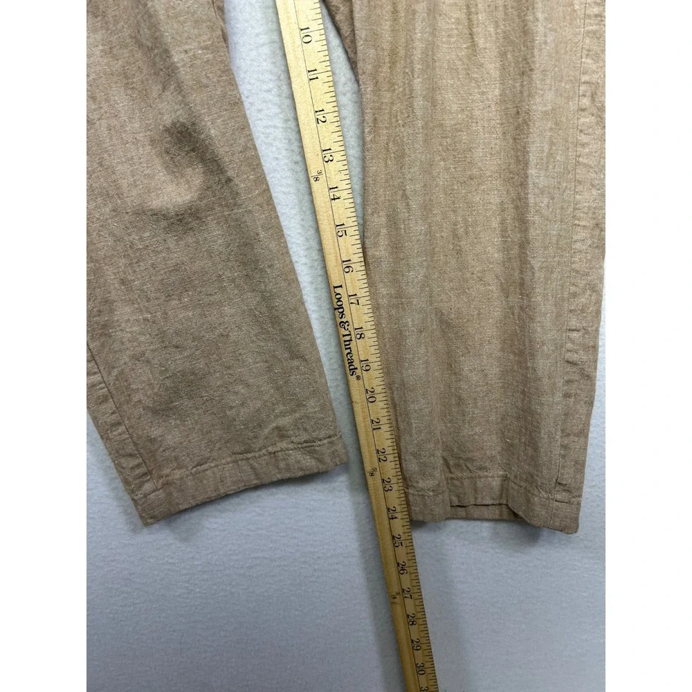 Coastal Old Money Banana Republic Mens 36x30 Tan Linen Blend Slim Tapered Pants